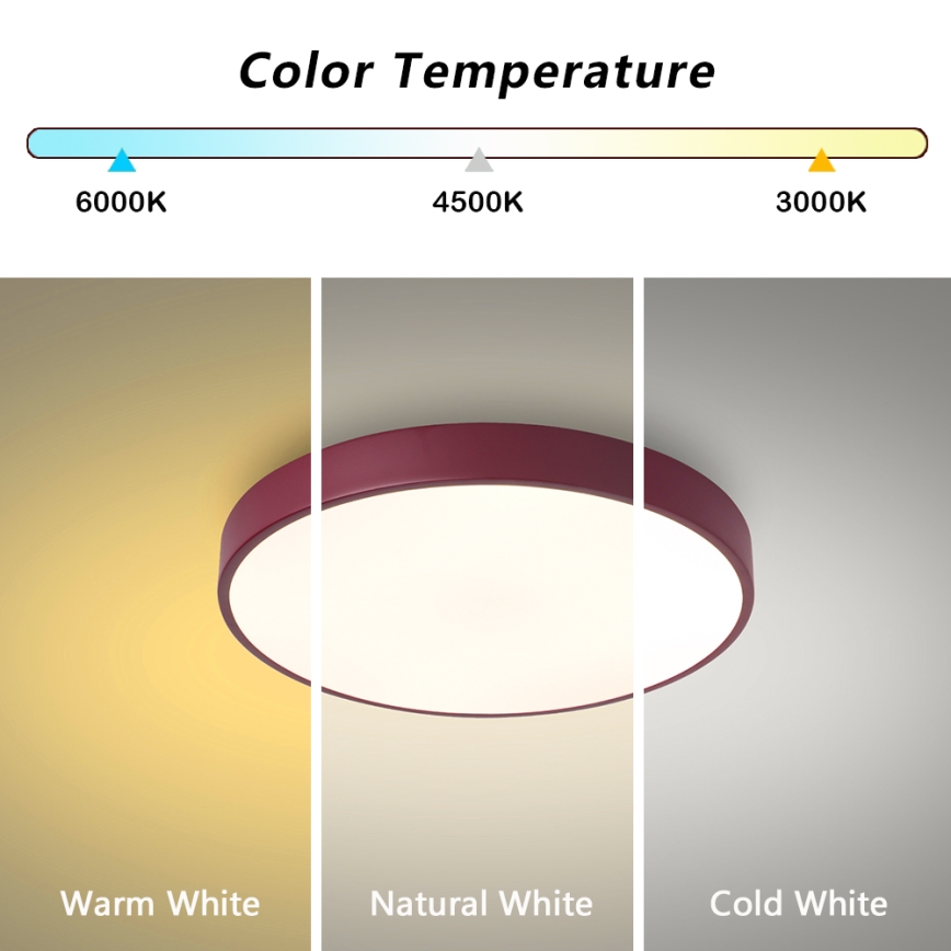 Brilagi - Plafonieră LED POOL, 48W/230V, 3000/4000/6000K, Ø 40 cm, vișiniu
