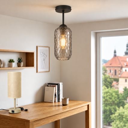 BRILAGI - Plafonieră LED aplicată RETRO GLASS 1xE27/60W/230V Ø 14 cm negru/gri fumuriu