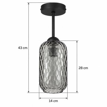 BRILAGI - Plafonieră LED aplicată RETRO GLASS 1xE27/60W/230V Ø 14 cm negru/gri fumuriu
