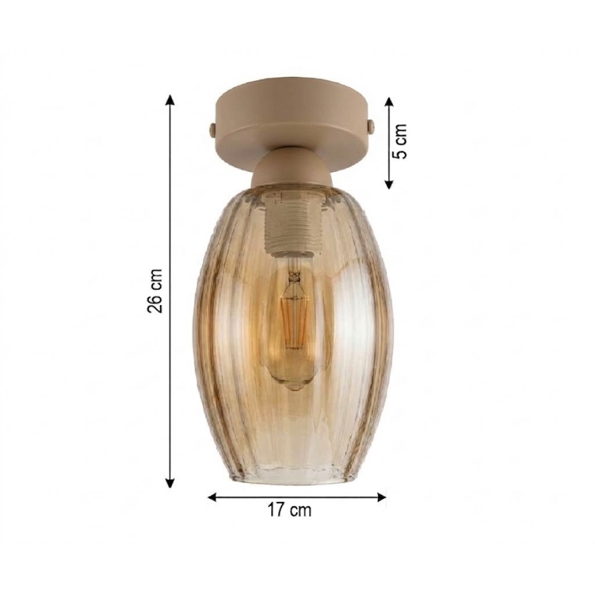BRILAGI - Plafonieră LED RETRO GLASS 1xE27/60W/230V Ø 17 cm bej/fumuriu bej