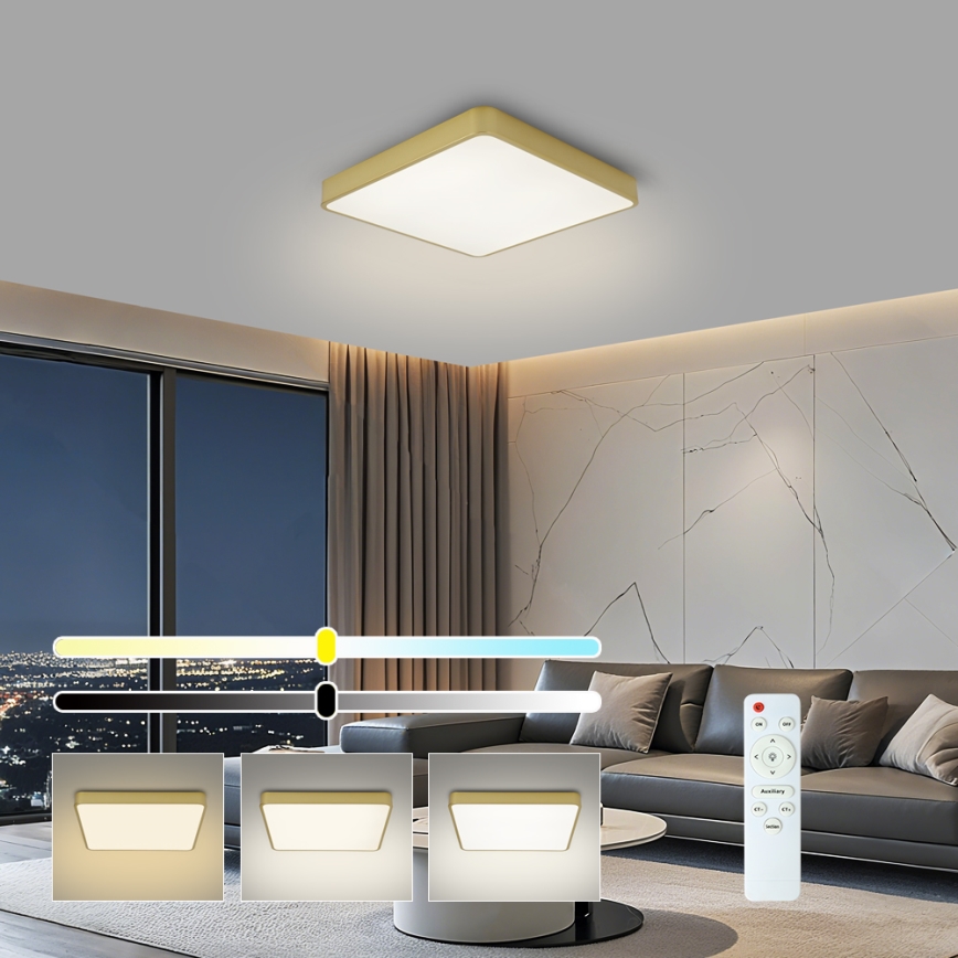 BRILAGI - Plafonieră LED dimabilă POOL SQUARE LED/36W/230V 3000-6000K 40x40 cm auriu + telecomandă