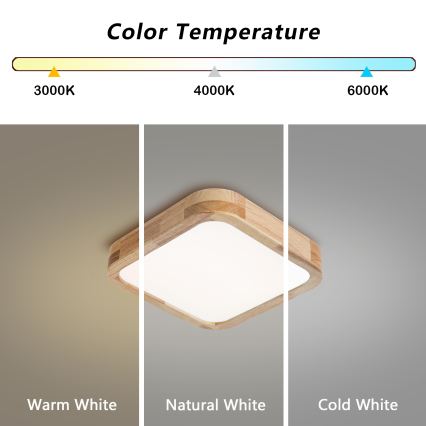 Brilagi - Plafonieră LED WOODLINE SQUARE LED/32W/230V 3000/4000/6000K stejar 30x30 cm