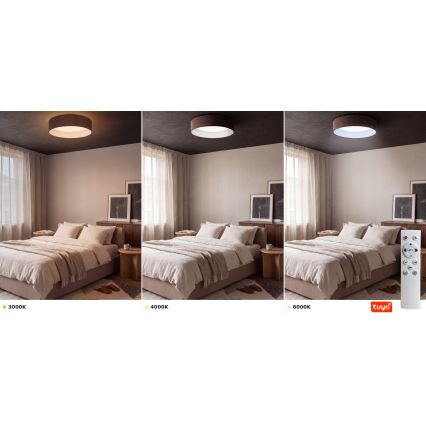 Brilagi - Plafonieră LED dimabilă VELVET SMARTIX STARS LED/24W/230V 3000-6000K Ø 45 cm maro Wi-Fi Tuya Beacon + telecomandă