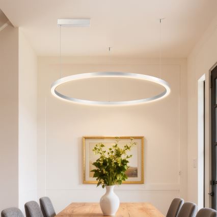 Brilagi - Candelabru LED reglabil pe cablu PORTOFINO LED/60W/230V 3000-6000K Ø 80 cm argintiu + telecomandă