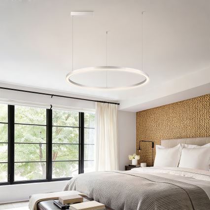 Brilagi - Candelabru LED reglabil pe cablu PORTOFINO LED/60W/230V 3000-6000K Ø 80 cm argintiu + telecomandă