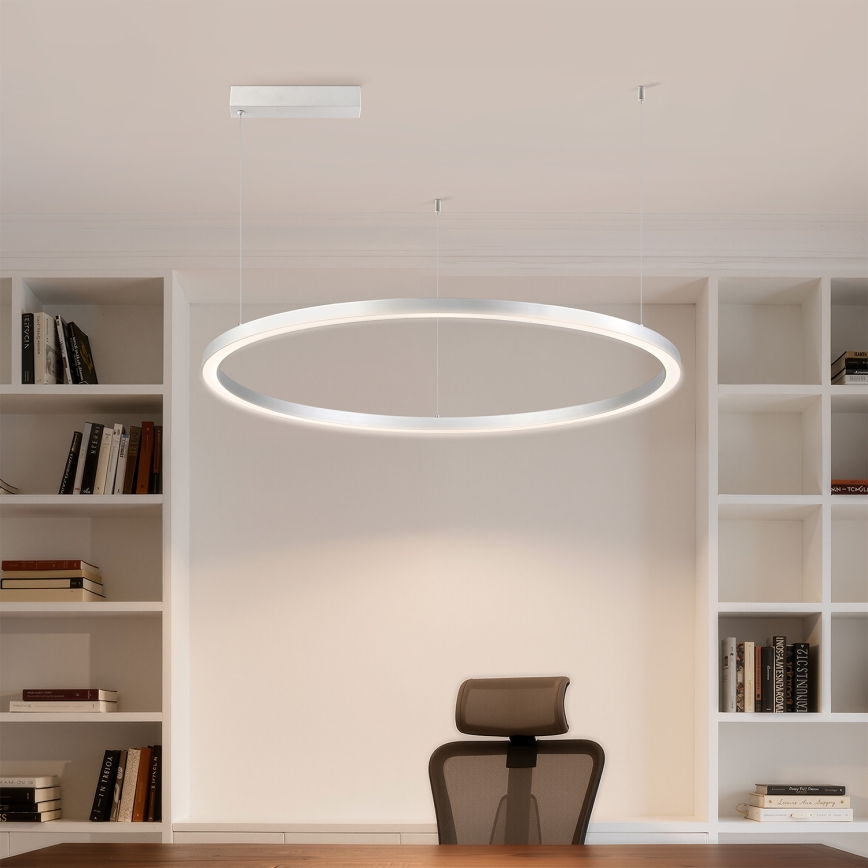 Brilagi - Candelabru LED reglabil pe cablu PORTOFINO LED/60W/230V 3000-6000K Ø 80 cm argintiu + telecomandă