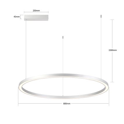 Brilagi - Candelabru LED reglabil pe cablu PORTOFINO LED/60W/230V 3000-6000K Ø 80 cm argintiu + telecomandă