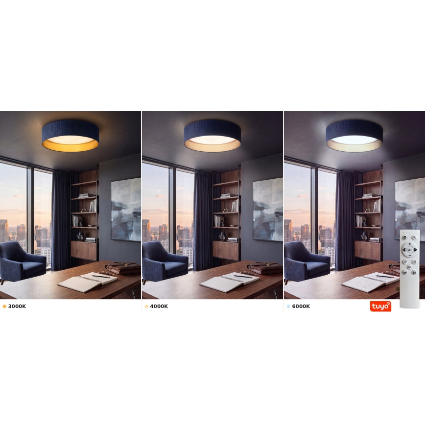 Brilagi - Plafonieră LED reglabilă VELVET SMARTIX LED/36W/230V 3000-6000K diam. 55 cm albastru/auriu Wi-Fi Tuya Beacon + telecomandă