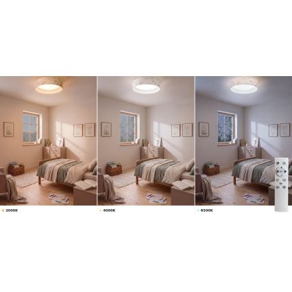 Brilagi - Plafonieră LED reglabilă VELVET SMART VARI LED/36W/230V 3000-6500K diam. 55 cm albă/flori + telecomandă