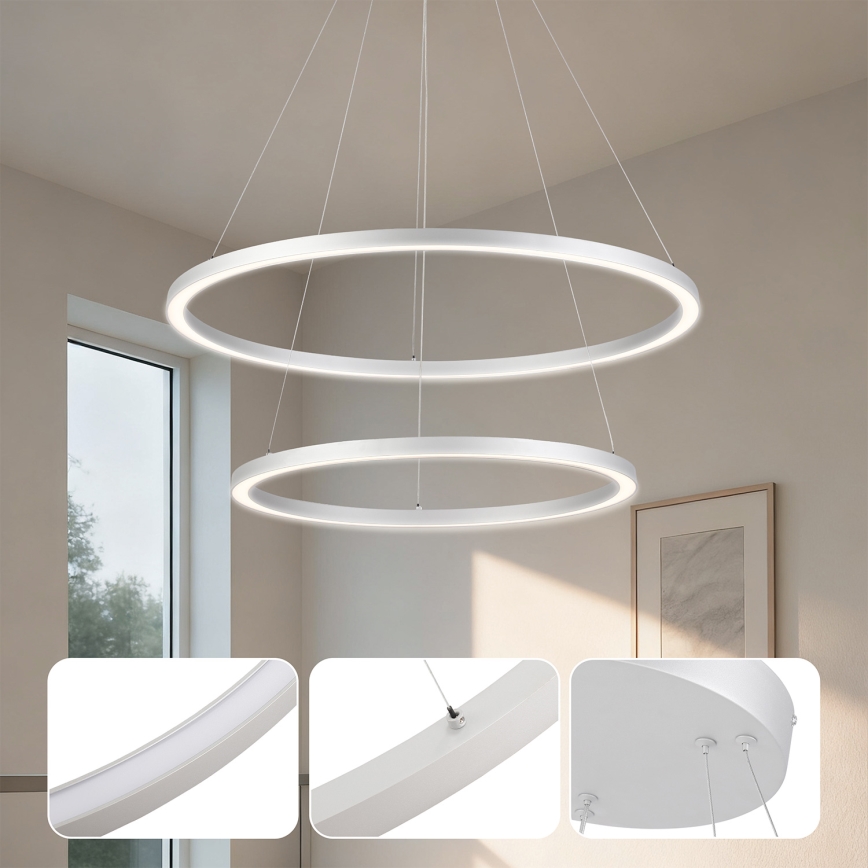 Brilagi - Lustră LED dimerizabilă pe cablu PORTOFINO LED/98W/230V 3000-6000K Ø 80 cm argintiu + telecomandă