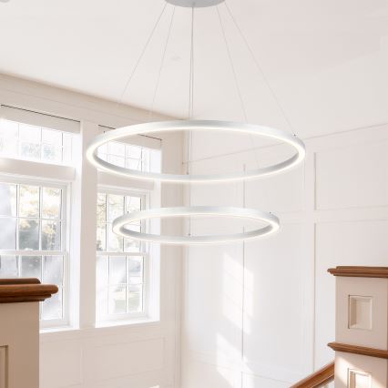 Brilagi - Lustră LED dimerizabilă pe cablu PORTOFINO LED/98W/230V 3000-6000K Ø 80 cm argintiu + telecomandă