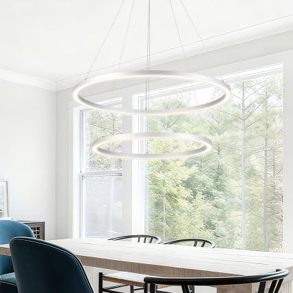 Brilagi - Lustră LED dimerizabilă pe cablu PORTOFINO LED/98W/230V 3000-6000K Ø 80 cm argintiu + telecomandă