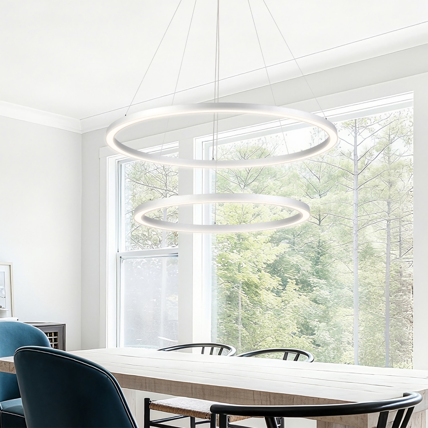 Brilagi - Lustră LED dimerizabilă pe cablu PORTOFINO LED/98W/230V 3000-6000K Ø 80 cm argintiu + telecomandă