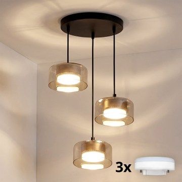 Brilagi - LED RGB+CCT Lustru suspendat dimmabil pe cablu AURA LUX 3xGX53/14W/230V 2700-6500K Wi-Fi Tuya negru/auriu