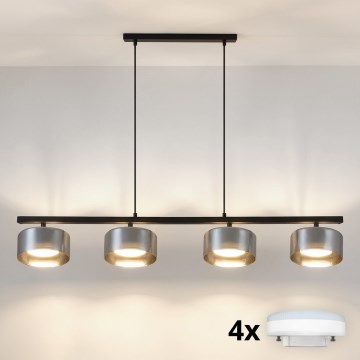 Brilagi - LED RGB+CCT lustru suspendat reglabil pe cablu AURA LUX 4xGX53/14W/230V 2700-6500K Wi-Fi Tuya negru/fumuriu