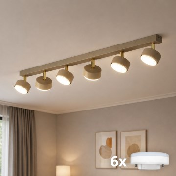 Brilagi - LED RGB+CCT plafonieră dimabilă MONO, 6x GX53/14W/230V, 2700-6500K, Wi-Fi Tuya, bej/auriu