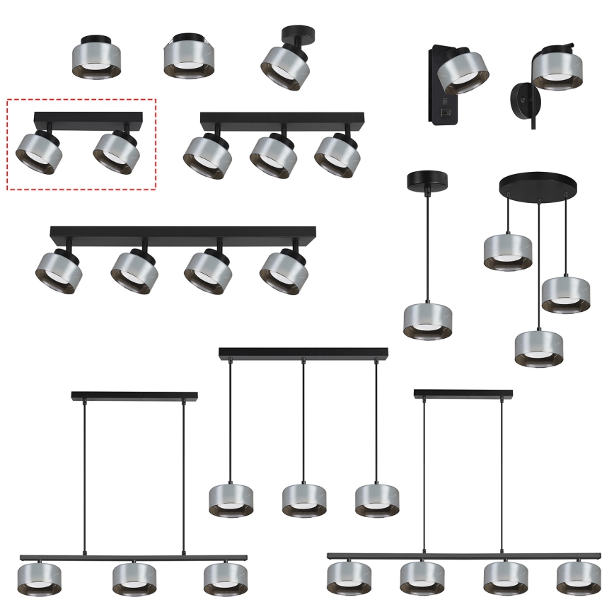 Brilagi - Spot LED RGB+CCT reglabil AURA LUX 2xGX53/14W/230V 2700-6500K Wi-Fi Tuya negru/fumuriu