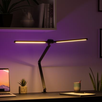 Brilagi - Lampă de birou tactilă cu clemă, LED RGBTW reglabilă VARIO LED/18W/230V 3000-6500K CRI 96, negru