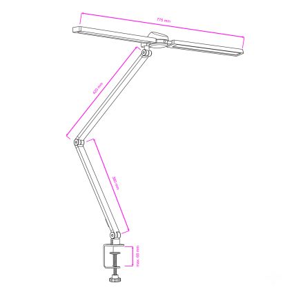 BRILAGI - Lampă de birou tactilă cu clemă, LED RGBTW reglabilă VARIO LED/18W/230V 3000-6500K CRI 96, negru