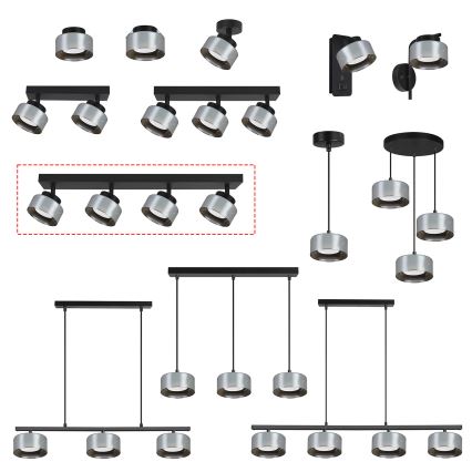 Brilagi - Spot LED RGB+CCT reglabil AURA LUX 4xGX53/14W/230V 2700-6500K Wi‑Fi Tuya negru/fumuriu
