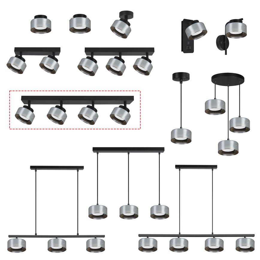 Brilagi - Spot LED RGB+CCT reglabil AURA LUX 4xGX53/14W/230V 2700-6500K Wi‑Fi Tuya negru/fumuriu