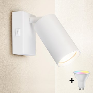 Brilagi - LED RGBW Aplică spot de perete reglabilă cu întrerupător SELE 1xGU10/4,8W/230V 3000K albă + telecomandă