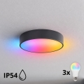BRILAGI - LED RGBW Plafonieră de baie reglabilă CLARE 3xE27/12W/230V Ø 40 cm antracit IP54