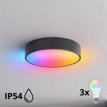 BRILAGI - LED RGBW Plafonieră de baie reglabilă CLARE 3xE27/12W/230V Ø 40 cm antracit IP54