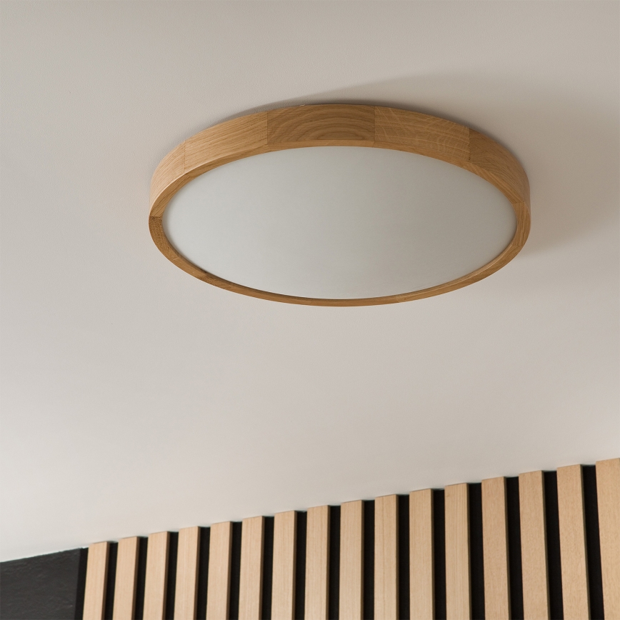 Brilagi - Plafonieră LED RGBW reglabilă CARVALHO SLIM 3xE27/9W/230V 2700-6500K Wi-Fi stejar Ø 47 cm