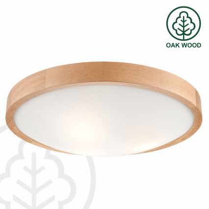 Brilagi - Plafonieră LED RGBW reglabilă CARVALHO SLIM 3xE27/9W/230V 2700-6500K Wi-Fi stejar Ø 47 cm