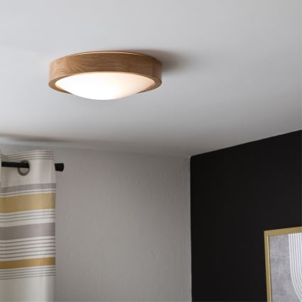 Brilagi - CARVALHO SLIM Plafonieră LED RGBW dimabilă 1xE27/9W/230V 2700-6500K Wi-Fi, stejar, Ø 27 cm