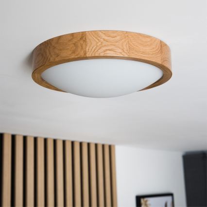 Brilagi - CARVALHO SLIM Plafonieră LED RGBW dimabilă 1xE27/9W/230V 2700-6500K Wi-Fi, stejar, Ø 27 cm