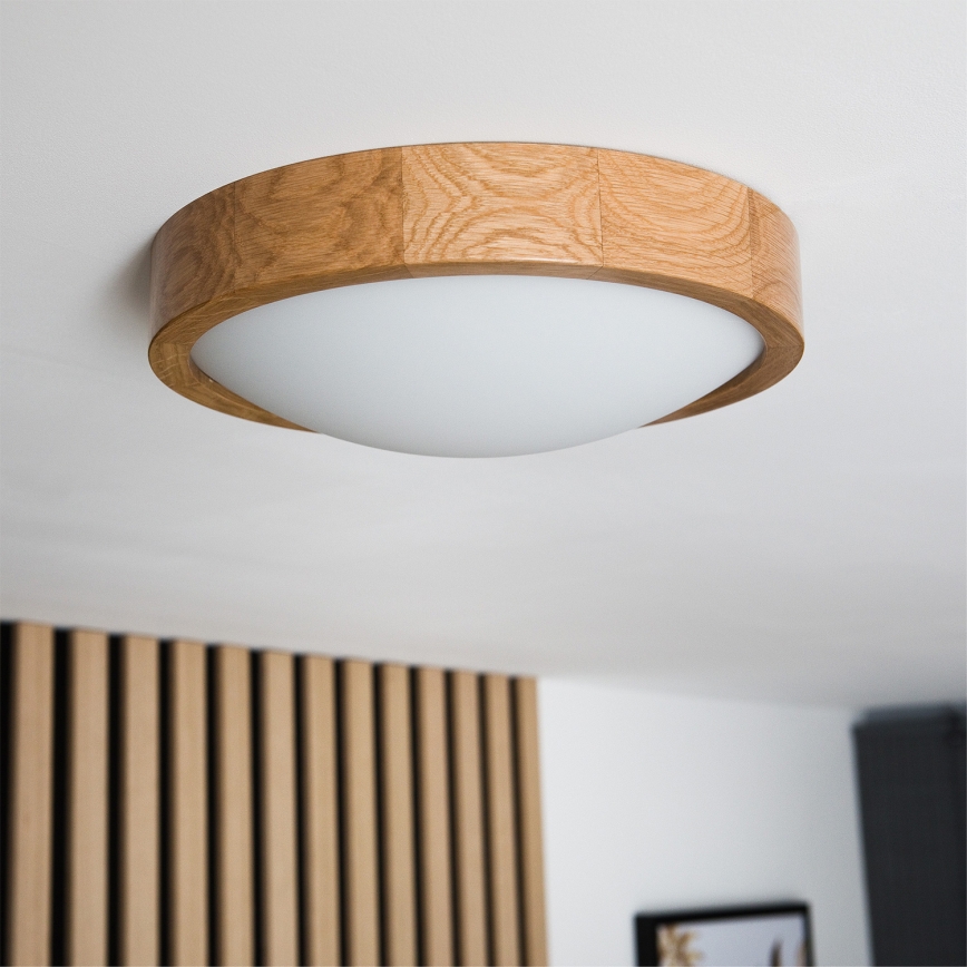 Brilagi - CARVALHO SLIM Plafonieră LED RGBW dimabilă 1xE27/9W/230V 2700-6500K Wi-Fi, stejar, Ø 27 cm