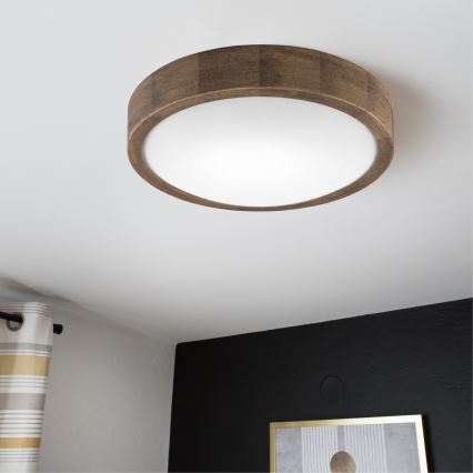 Brilagi - Plafonieră LED RGBW dimabilă CARVALHO SLIM 1xE27/9W/230V 2700-6500K Wi-Fi, stejar, diam. 27 cm