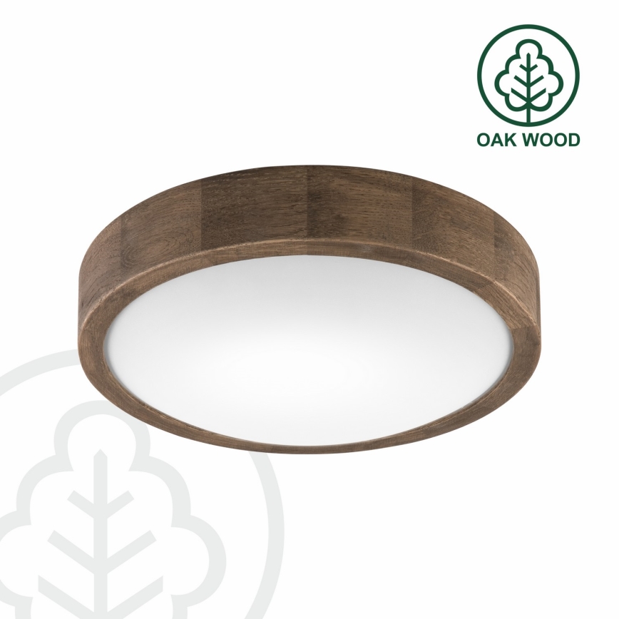 Brilagi - Plafonieră LED RGBW dimabilă CARVALHO SLIM 1xE27/9W/230V 2700-6500K Wi-Fi, stejar, diam. 27 cm
