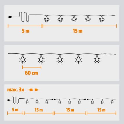 Brilagi - LED ghirlandă decorativă pentru exterior GIRLANDA 25xE12/0,8W/230V 20m IP44 alb rece