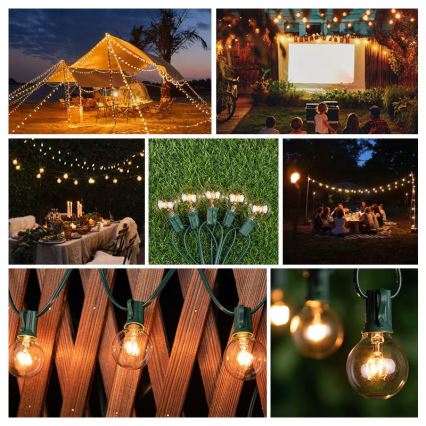 BRILAGI - LED Șir decorativ de exterior GIRLANDA 25xE12/0,8W/230V 20m verde IP44 alb cald