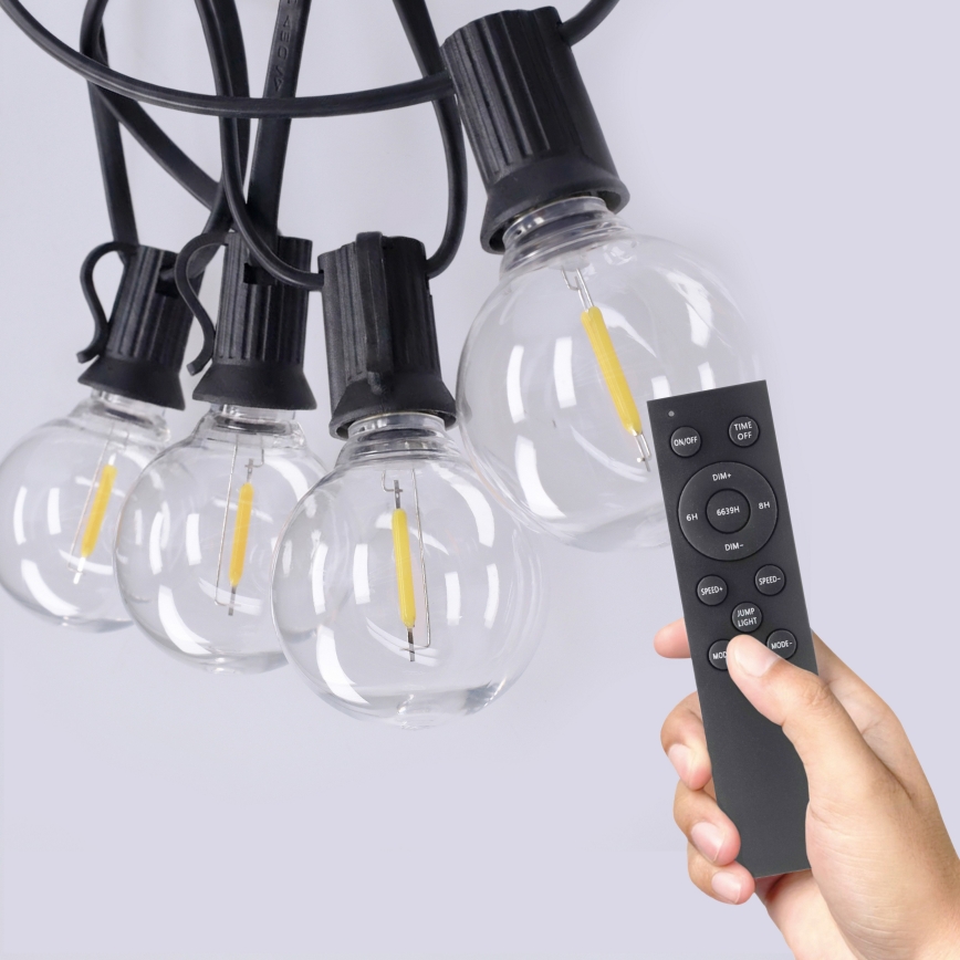 Brilagi - șir LED decorativ pentru exterior GIRLANDA 25xE12/0,6W/230V 20m negru IP44 alb cald + telecomandă
