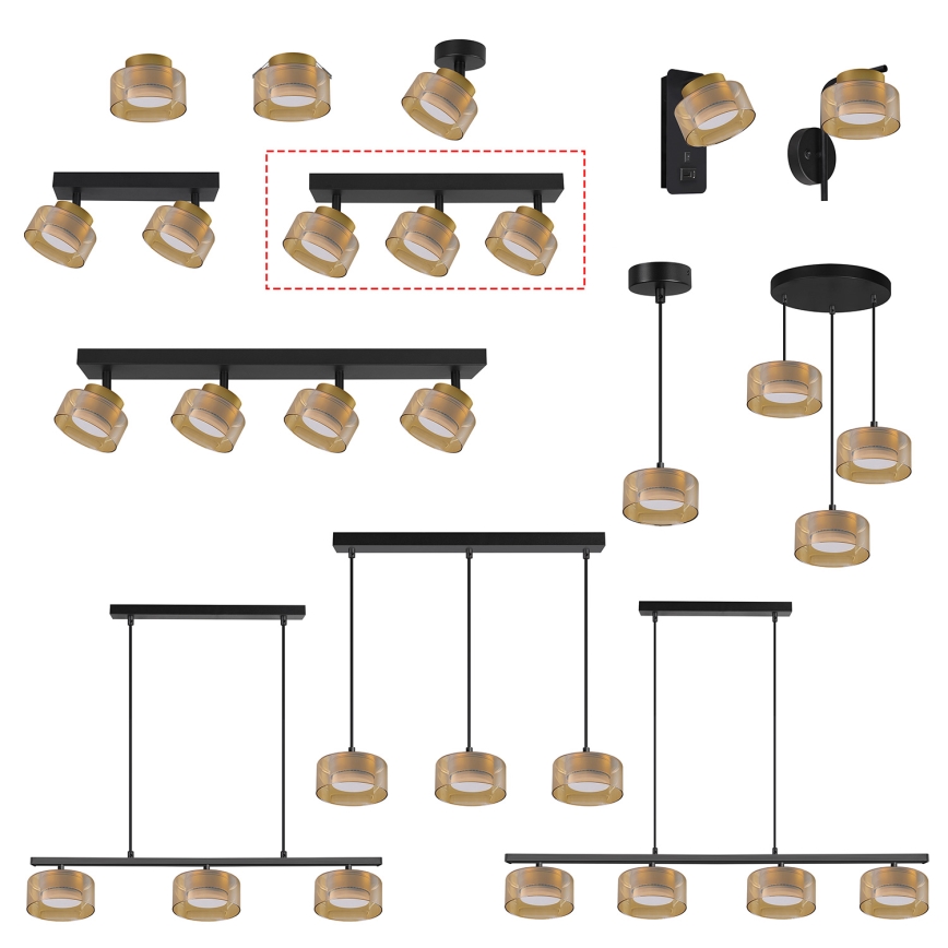Brilagi - LED Spot AURA LUX 3xGX53/30W/230V negru/auriu