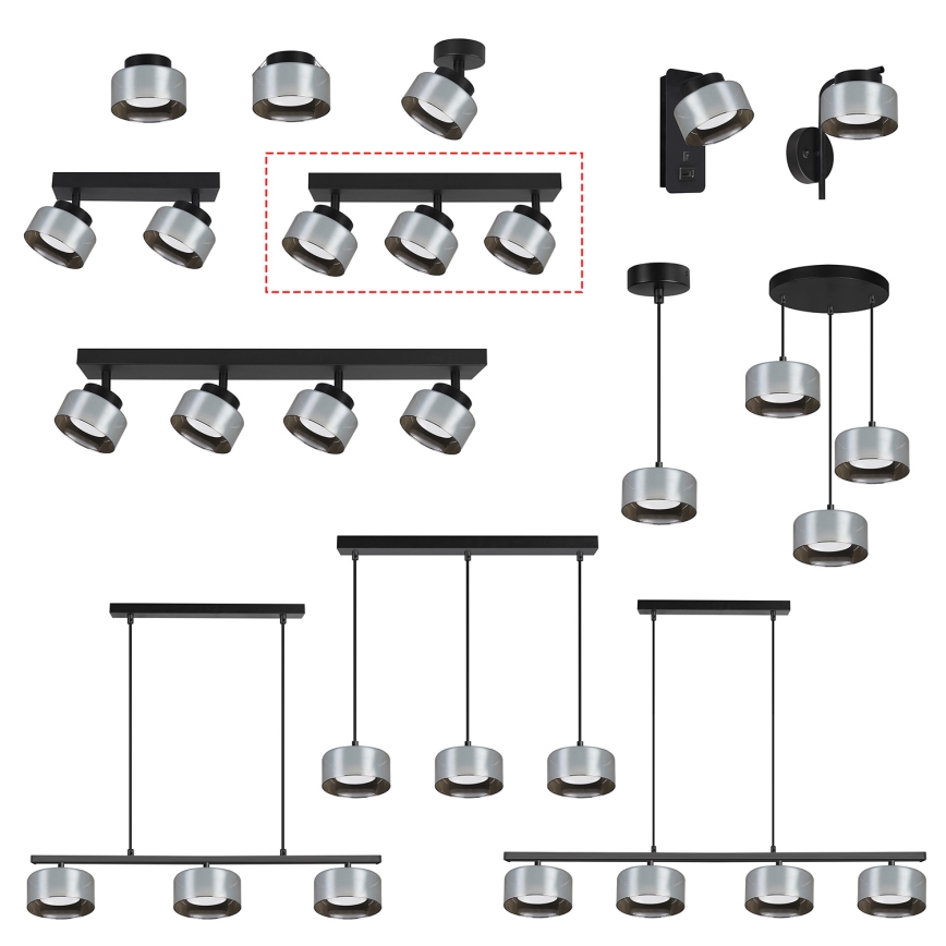 Brilagi - LED Spot AURA LUX 3xGX53/30W/230V negru/fumuriu