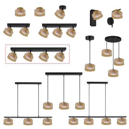 Brilagi - LED Spot AURA LUX, 4x GX53, 30W, 230V, negru/auriu