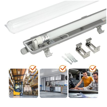 BRILAGI - Corp de iluminat LED tehnic, etanș la praf, pentru tub fluorescent T8 OPTIMA, 1xG13/18W/230V, 4000K, IP65, 128 cm