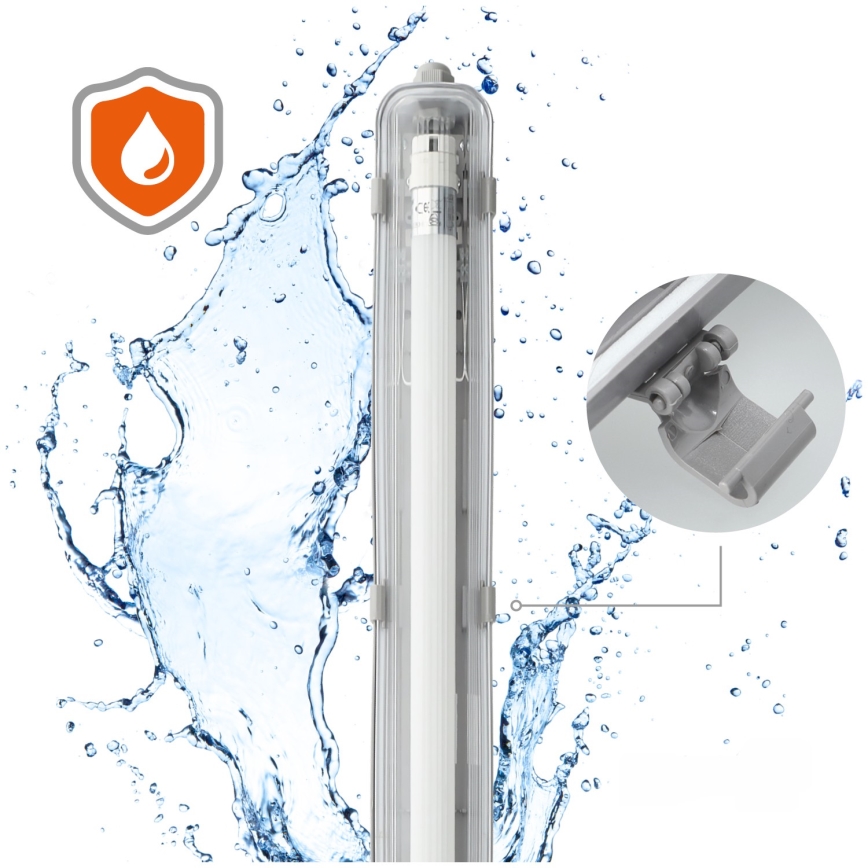 BRILAGI - Corp de iluminat LED tehnic, etanș la praf, pentru tub fluorescent T8 OPTIMA, 1xG13/18W/230V, 4000K, IP65, 128 cm