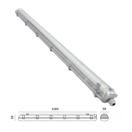 BRILAGI - Corp de iluminat LED tehnic, etanș la praf, pentru tub fluorescent T8 OPTIMA, 1xG13/18W/230V, 4000K, IP65, 128 cm