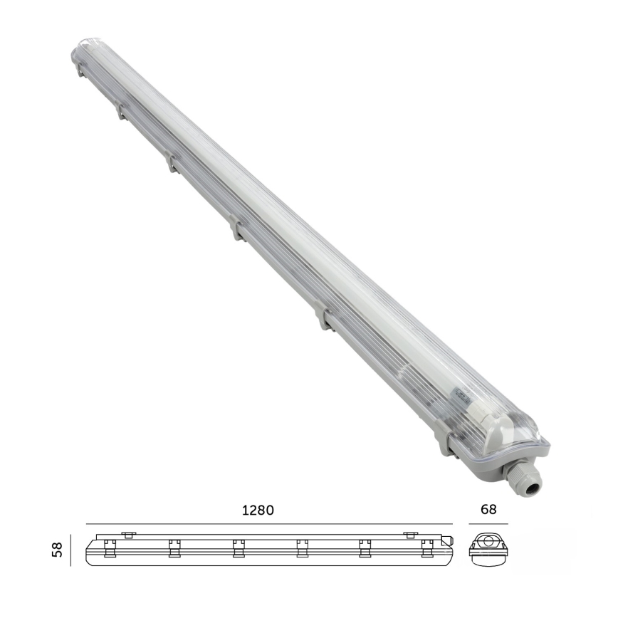 BRILAGI - Corp de iluminat LED tehnic, etanș la praf, pentru tub fluorescent T8 OPTIMA, 1xG13/18W/230V, 4000K, IP65, 128 cm