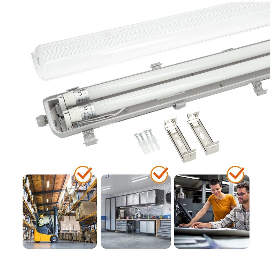 BRILAGI - Corp de iluminat LED tehnic, etanș la praf OPTIMA T8 2xG13/18W/230V 4000K IP65 128 cm