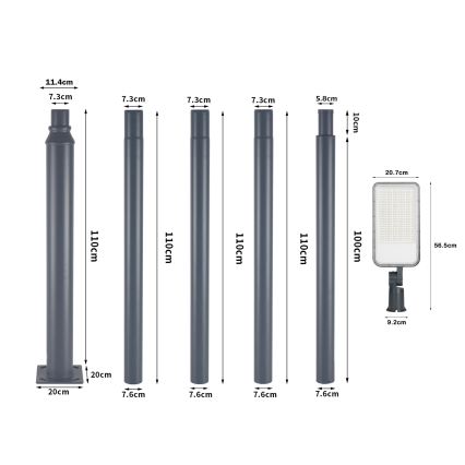 Brilagi - Lampă stradală LED de exterior cu stâlp și articulație de 5 m URBANLIGHT LED/200W/230V antracit IP65