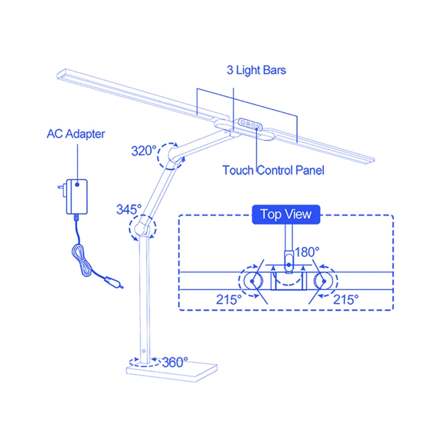 Brilagi - Lampă de birou LED tactilă reglabilă VARIO LED/24W/230V 3000-6500K CRI 92 albă