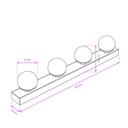Brilagi - Aplica LED pentru oglindă de baie HOLLYWOOD 4xLED/3W/230V 53 cm IP44 auriu