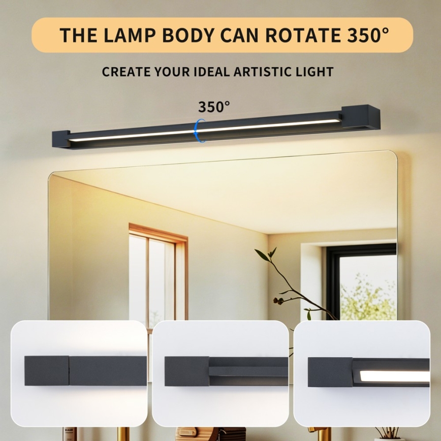BRILAGI - Iluminare LED pentru oglindă de baie AQUA LINE LED/20W/230V 80 cm IP44 negru CRI 90